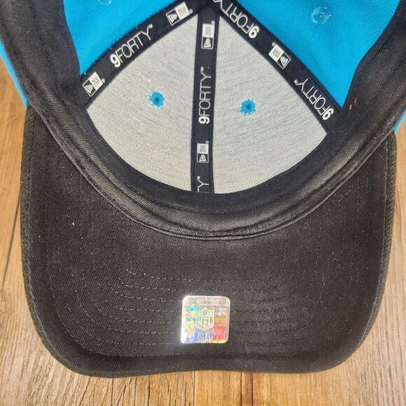 New Era 9forty Carolina Panthers Hat Cap Strap Back Blue Black Mens NFL Football - Picture 8 of 10